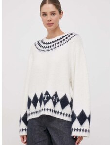 Tommy Hilfiger gyapjúkeverék pulóver meleg, női, fehér