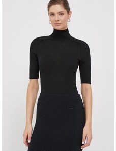 Calvin Klein gyapjú body könnyű, fekete, félgarbó nyakú