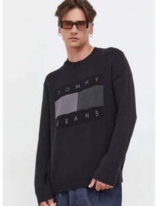Tommy Jeans pamut pulóver fekete