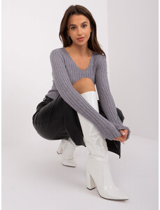 Fashionhunters Gray fitted classic striped sweater