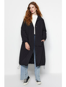 Trendyol Black Premium Oversize vízlepergető hosszú kabát