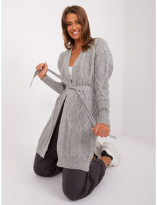 Fashionhunters Women's grey cardigan with cable ties