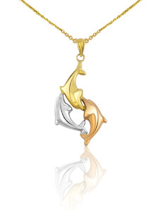 Ékszerkirály 14k arany medál, delfinek, háromszínű