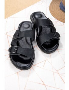 Ducavelli Bada Men's Genuine Leather Slippers, Genuine Leather Slippers, Orthopedic Sole Slippers, Lightweight Leather Sweat.
