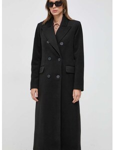 Silvian Heach kabát női, fekete, átmeneti, kétsoros gombolású