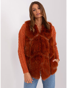 Fashionhunters Dark orange fur vest with lining