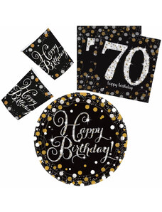 Boldog Születésnapot Happy Birthday 70 party szett 23cm-es tányérral 32db-os (gold)