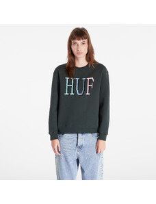 Női kapucnis pulóver HUF 8-Bit Crewneck Sweatshirt Dark Green