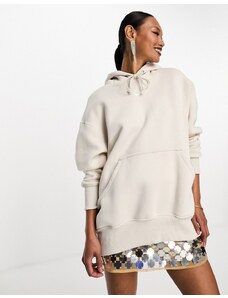 Nike mini swoosh oversized fleece hoodie in light orewood brown