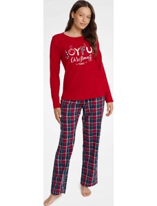 BASIC Piros kockás női karácsonyi pizsama - Joyful 40938-33X