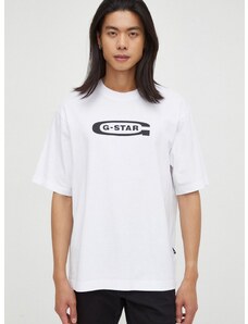 G-Star Raw pamut póló fehér, férfi, nyomott mintás