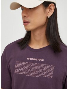 G-Star Raw pamut póló lila, férfi, nyomott mintás