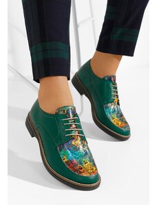 Zapatos Radiant zöld női bőr derby cipő