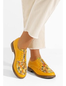 Zapatos Radiant sárga női bőr derby cipő
