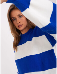 Fashionhunters Long striped oversize sweater made of cobalt-ec