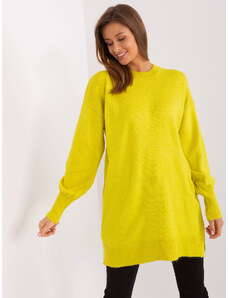 Fashionhunters Women's lime oversize sweater with long sleeves