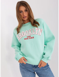 BASIC Menta színű pulóver felirattal Brooklyn EM-BL-617-14.09-mint