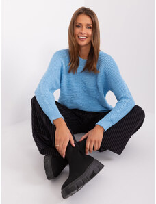 Fashionhunters Light blue classic sweater with wool