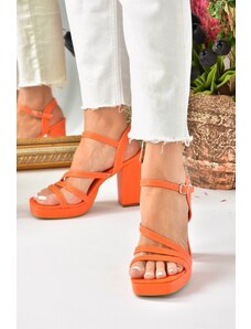 Fox Shoes Orange Thick Platform Heels Women's Shoes