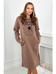 Kesi Long insulated dress with mocca embroidery
