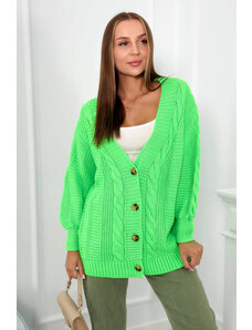 Kesi Button-down sweater with puff sleeves green neon
