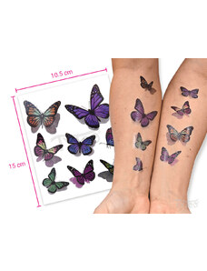 TYTOO Tetoválás matrica szett, lila és zöld pillangó