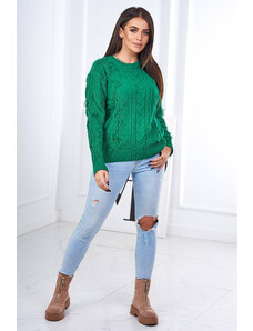 Kesi Sweater with braided weave in green color