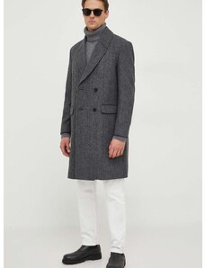 Sisley kabát gyapjú keverékből szürke, átmeneti, kétsoros gombolású