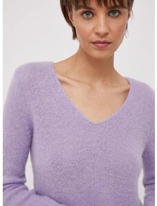 United Colors of Benetton gyapjúkeverék pulóver könnyű, női, lila