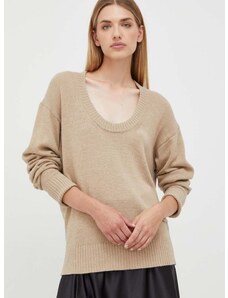 Trussardi gyapjúkeverék pulóver könnyű, női, bézs