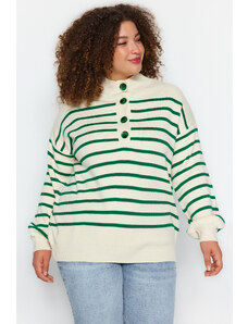 Trendyol Curve zöld csíkos kötöttáru pulóver