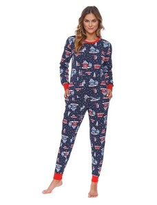 DN Nightwear Winter time női pizsama, sötétkék, karácsonyi