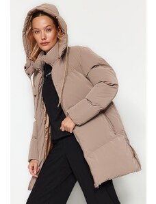 Trendyol Bézs Oversize kapucnis vízálló kabát