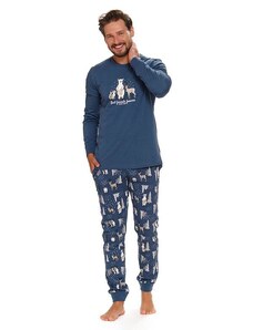 DN Nightwear Best Friends férfi pizsama, erdei állatos, kék