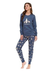 DN Nightwear Best friends női pizsama, erdei állatos, kék