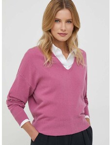 Sisley gyapjú pulóver könnyű, női, rózsaszín