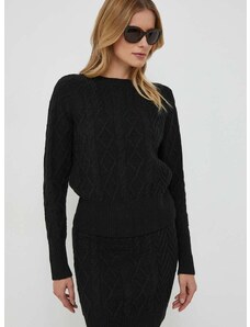 Sisley gyapjú pulóver női, fekete