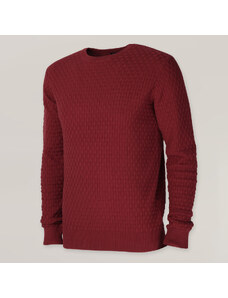 Willsoor Férfi elegáns bordó pulóver, kerek nyakkivágással 15736
