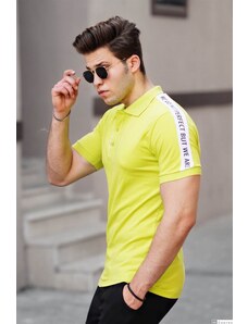 Madmext Men's Polo Neck Yellow Striped T-Shirt-4616