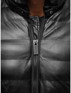 Férfi téli bőrkabát fekete OZONEE O/M796Z