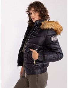 Fashionhunters Black women's winter jacket with patch