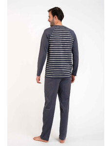 Italian Fashion Men's pyjamas Lars long sleeves, long legs - graphite/graphite print