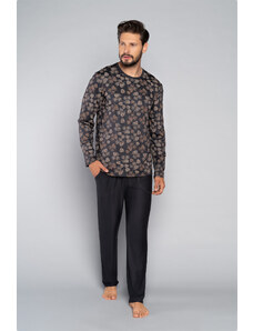 Italian Fashion Men's pyjamas Pinus, long sleeves, long legs - print/graphite