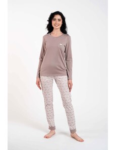 Italian Fashion Juliana ́s pajamas, long sleeves, long legs - cappuccino/print