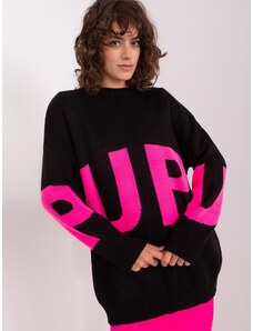 Fashionhunters Black long oversize sweater with cuffs