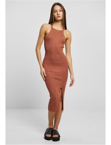 UC Ladies Women's terracotta dress with midi ribbed knit