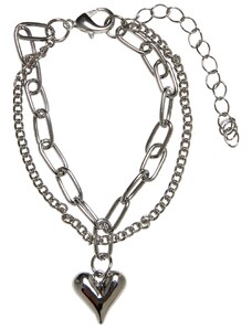 Urban Classics Accessoires Heart Icon Layering Bracelet - Silver Color