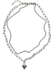 Urban Classics Accessoires Heart Icon Layering Necklace - Silver Color