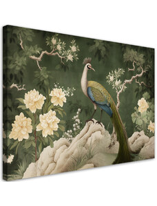 Gario Vászonkép Keleti páva zöld alapon Méret: 60 x 40 cm