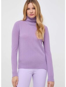MAX&Co. gyapjú pulóver könnyű, női, lila, garbónyakú